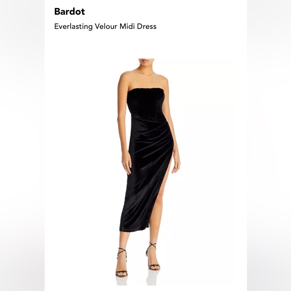 Bardot Velvet Slit Midi Dress